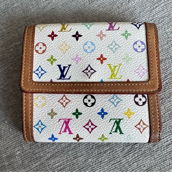 LOUIS VUITTON TAKASHI MURAKAMI WHITE MONOGRAM MULTICOLORE ELISE WALLET - Picture 11 of 17